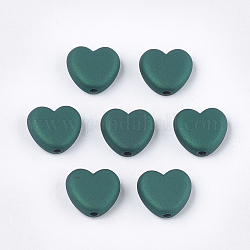 Gummierten Stil Acryl-Perlen, Herz, grün, 15x16.5x6.5 mm, Bohrung: 2 mm