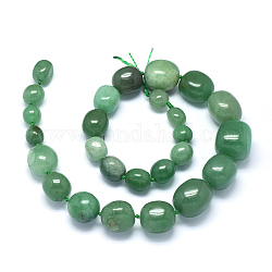Natürliche grüne Aventurin graduierte Perlenstränge, Oval, 9~21x11~19 mm, Bohrung: 1 mm, ca. 25~26 Stk. / Strang, 15.3 Zoll ~ 15.9 Zoll