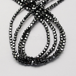 Chapelets de perles en hématite synthétique sans magnétiques, Grade a, prisme hexagonal, noir, 3x3mm, Trou: 1mm