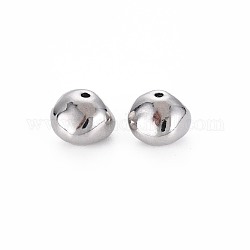 Brass Beads, Nickel Free, Chip, Real Platinum Plated, 7.5x10x9mm, Hole: 1.3mm