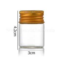 Botellas de vidrio transparente contenedores de abalorios, tubos de almacenamiento de cuentas con tapa de rosca y tapa de aluminio, columna, dorado, 3x4 cm, capacidad: 15ml (0.51fl. oz)
