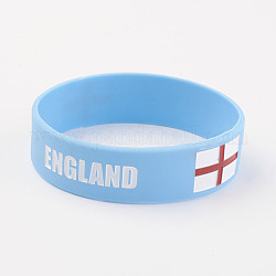 Silicone Wristbands Bracelets, Cord Bracelets, England, Sky Blue, 202x19x2mm