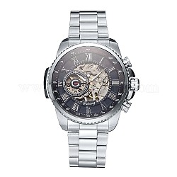 合金の腕時計ヘッド機械式時計  ステンレス製の時計バンド付き  ステンレス鋼色  220x20mm  ウォッチヘッド：51x52x14.5mm  ウオッチフェス：39mm
