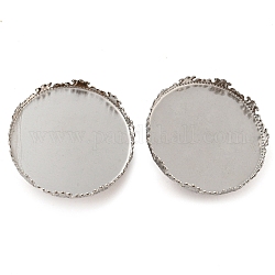 304 Stainless Steel Brooch Base Settings, Flat Round, Stainless Steel Color, 31x4mm, Tray: 30.5mm