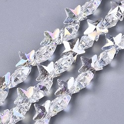Chapelets de perles en verre électroplaqué, étoiles du nord, de couleur plaquée ab , 9.5x10x5.5mm, Trou: 0.9mm, Environ 103 pcs/chapelet, 25.20 pouce (64 cm)