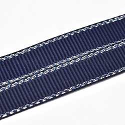 Cintas grosgrain de poliéster para embalaje de regalo, cinta de borde con cable de plata, azul medianoche, 3/8 pulgada (9 mm), aproximamente 100yards / rodillo (91.44 m / rollo)