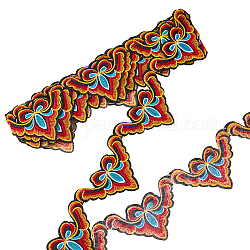 Nastri in poliestere con ricamo in stile etnico, nastro jacquard, accessori d'abbigliamento , triangolo, rosso, 2-3/4 pollice (69 mm), 5 iarde/trefoli