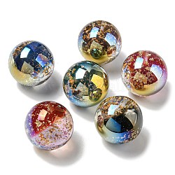 Transparente Harzperlen mit Farbverlauf und Goldfolie, Runde, Mischfarbe, 25 mm, Bohrung: 1.5 mm