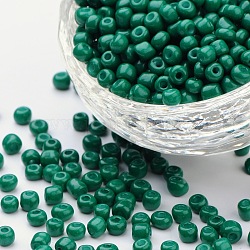 Baking Paint Glass Seed Beads, Teal, 12/0, 1.5~2mm, Hole: 0.5~1mm, about 30000pcs/bag