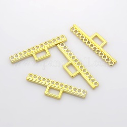 Filigree Rectangle Plating Zinc Alloy Chandelier Components, 13-Hole, Golden, 12x41x2mm, Hole: 2mm & 4x6.5mm