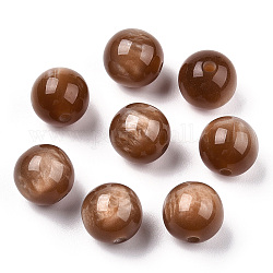 Harz perlen, Nachahmung Edelstein, Runde, Kamel, 12 mm, Bohrung: 2 mm