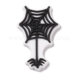 Cabujones de pvc con tema de halloween, tela de araña, negro, 32x20x3mm