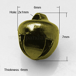 Iron Bell Charms, Nice For Christmas Day Decoration, Antique Bronze, 7x6x6mm, Hole: 2x1mm