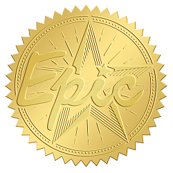 自己接着金箔エンボスステッカー  メダル装飾ステッカー  星の模様  50x50mm