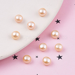 Perle di perle d'acqua dolce coltivate naturali semiforate, mezzo tondo, peachpuff, 6~6.5x4.5~5mm, Foro: 1 mm