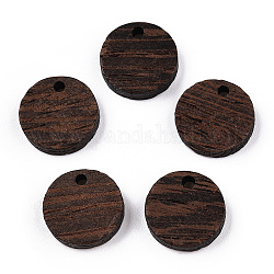 Breloques rondes plates en bois de wengé naturel, non teint, brun coco, 14x3.5mm, Trou: 1.8mm
