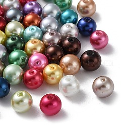 Backen gemalt pearlized Glasperlen runden Perle Stränge, Mischfarbe, 10~11 mm, Bohrung: 1 mm, ca. 364 Stk. / 500 g