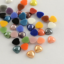 Cabochons de verre opaque plaqué nacré, cœur, couleur mixte, 6x6x2.5mm