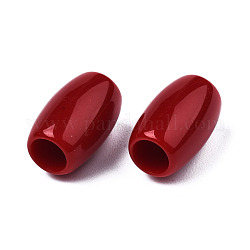 Abalorios europeos de acrílico, Abalorios de grande agujero, oval, rojo, 12x8mm, agujero: 4 mm, aproximamente 1300 unidades / 500 g