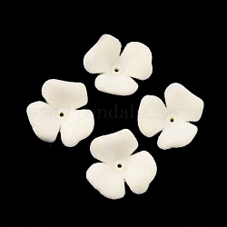 Tappi di perle acriliche floccate, 3 -petal, fiore, beige, 22x23x8mm, Foro: 1 mm