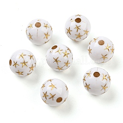 Perles acryliques opaques, rond et étoiles, blanc, 10mm, Trou: 2mm, 930 pcs / 500 g