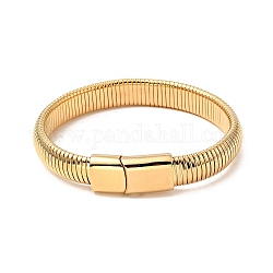 Chapado en iones (ip) 304 pulsera de cadena de serpiente plana elástica de acero inoxidable con cierre magnético para hombres y mujeres, dorado, 8-1/2 pulgada (21.7 cm)