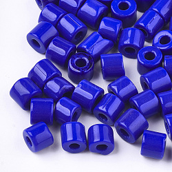 Opaken Glasstiftperlen, Rundloch, Blau, 7~7.5x6~6.5 mm, Bohrung: 2.5 mm, ca. 800 Stk. / Beutel