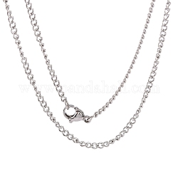 Unisex Casual Style 304 Stainless Steel Curb Chain Necklaces, with Lobster Claw Clasps, Stainless Steel Color, 19.7 inch(50cm)