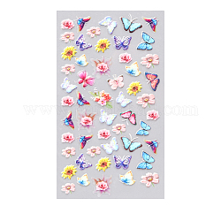 5d filigrane curseur gel nail art, papillon et fleur nail art autocollants décalcomanies, pour les décorations d'ongles, bleu ciel, 105x60mm
