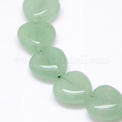 Natural Green Aventurine Bead Strands, Heart, 12x6mm, Hole: 1mm, about 33pcs/strand, 14.9 inch