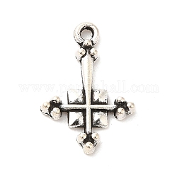 Tibetischer stil Aluminium Anhänger & Charms, Religion Kreuz Charme, Antik Silber Farbe, 15.5x10.5x2 mm, Bohrung: 1 mm