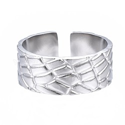 304 anillo de puño abierto texturizado de acero inoxidable, anillo grueso para mujer, color acero inoxidable, nosotros tamaño 6 3/4 (17.1 mm)