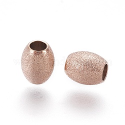 Ионное покрытие (ip) 304 текстурированные шарики из нержавеющей стали, овальные, розовое золото , 6x5 мм, отверстие : 2.3 мм