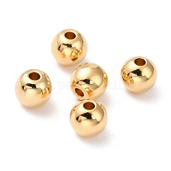 Perles en laiton, Plaqué longue durée, ronde, véritable 24k plaqué or, 6mm, Trou: 1mm