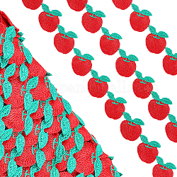 Chgcraft Polyester-Stickerei-Nähbesatz, diy Kleidungsstück Zubehör, Apfel, zum Lehrertag, rot, 33x1 mm