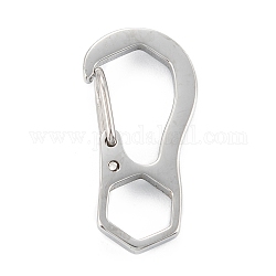 304 Stainless Steel Push Gate Snap Keychain Clasp Findings, Stainless Steel Color, 22.5x11x5mm, Hole:6mm