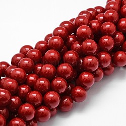 Fili di perline con guiscio, grado a, tondo, rosso scuro, 14mm, Foro: 1 mm, circa 28~29pcs/filo, 16 pollice