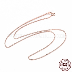 925 Sterling Silver Wheat Chains Necklace for Women, Rose Gold, 15.75 inch(40cm)