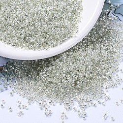MIYUKI Delica Beads, Cylinder, Japanese Seed Beads, 11/0, (DB1431) Silver Lined Pale Moss Green, 1.3x1.6mm, Hole: 0.8mm, about 2000pcs/10g