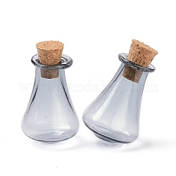 Botellas de corcho de vidrio, vaso vacío deseando botellas, viales de diy para la decoración del hogar, plata, 17x27mm