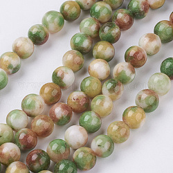 Chapelets de perles de jade , jade blanc naturel, teinte, ronde, colorées, 8mm, Trou: 1mm, Environ 51 pcs/chapelet, 15.7 pouce