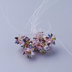 Glas gewebt Perlen, Blume / Wunderkerze, hergestellt aus Pferdeaugen-Anhängern, Farbig, 13 mm