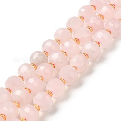 Chapelets de perles en quartz rose naturel, avec des perles de rocaille, facettes rondelle, 7~8x5~6mm, Trou: 1mm, Environ 45~46 pcs/chapelet, 14.57''~14.96'' (37~38 cm)