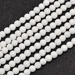 Malaysia naturale perle di giada fili, tinti e riscaldato, tondo, bianco, 4mm, Foro: 0.8 mm, circa 92pcs/filo, 15 pollice
