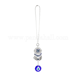 Décorations pendantes au chalumeau en alliage mauvais œil, avec des perles de verre et de résine, pour la décoration de la fenêtre de la maison, losange, 450mm, pendentif: 175x63x7 mm