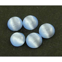 Cat Eye Glass Cabochons, Half Round/Dome, Thistle, about 7mm in diameter, 2mm thick