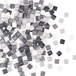 Pandahall 190 pièces 12mm (0.47 pouces) carreaux de miroir en verre carrés mini carreaux de mosaïque décorative en verre pour la décoration de la maison artisanat fabrication de bijoux, noir / blanc / gris