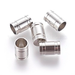 304 Stainless Steel Cord Ends, Column, Stainless Steel Color, 9x6mm, Hole: 2mm, Inner Diameter: 5mm