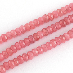Natural Jade Bead Strands, Dyed, Faceted, Abacus Beads, Rondelle, Salmon, 4~5x3mm, Hole: 0.5mm, about 116-120pcs/strand, 13.58 inch~13.78 inch(34.5~35cm)