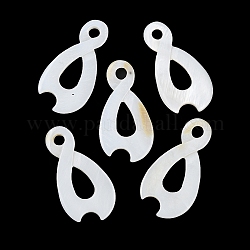 Natural Freshwater Shell Pendants, Teardrop Charms, Seashell Color, 44~44.5x22.5x2.5mm, Hole: 4.5mm
